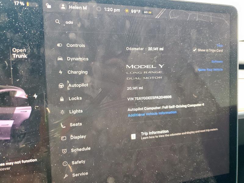 7SAYGDEE5PA204606 - 2023 TESLA MODEL Y Gümüş fotoğraf 9