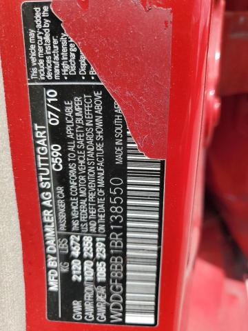 WDDGF8BB1BR138550 - 2011 MERCEDES-BENZ C 300 4MATIC RED photo 12