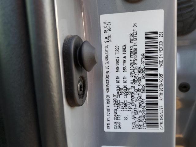 3TYCZ5AN3MT041997 - 2021 TOYOTA TACOMA DOUBLE CAB 银色 照片 12