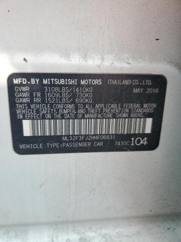 ML32F3FJ2HHF06831 - 2017 MITSUBISHI MIRAGE G4 ES თეთრი ფოტო 12