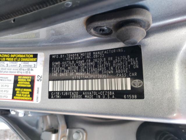 4T1G11AK3PU738357 - 2023 TOYOTA CAMRY SE NIGHT SHADE SILVER photo 12