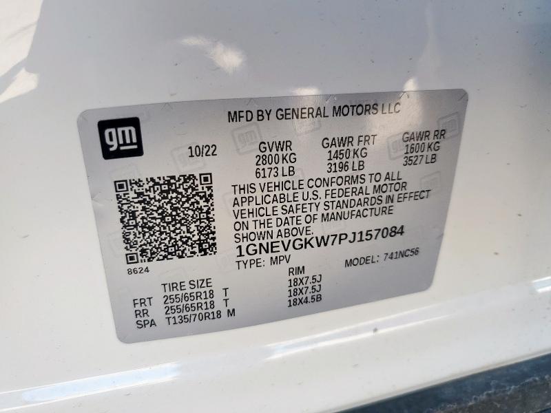 1GNEVGKW7PJ157084 - 2023 CHEVROLET TRAVERSE LT 白色 照片 14