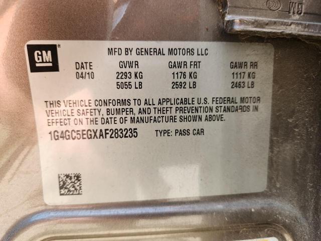 1G4GC5EGXAF283235 - 2010 BUICK LACROSSE CXL 棕色 照片 12