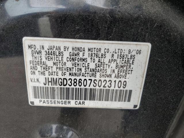 JHMGD38607S023109 - 2007 HONDA FIT S 黑色 照片 12