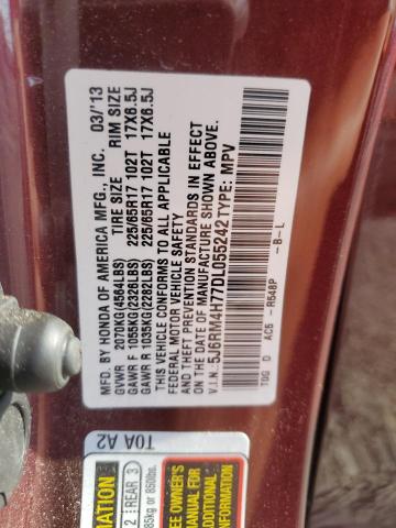 5J6RM4H77DL055242 - 2013 HONDA CR-V EXL ბურგუნდია ფოტო 14