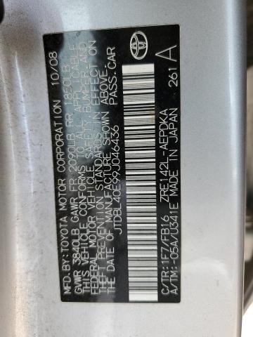 JTDBL40E99J046436 - 2009 TOYOTA COROLLA BASE SILVER photo 13