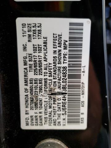 5J6RE4H73BL024838 - 2011 HONDA CR-V EXL BLACK photo 14