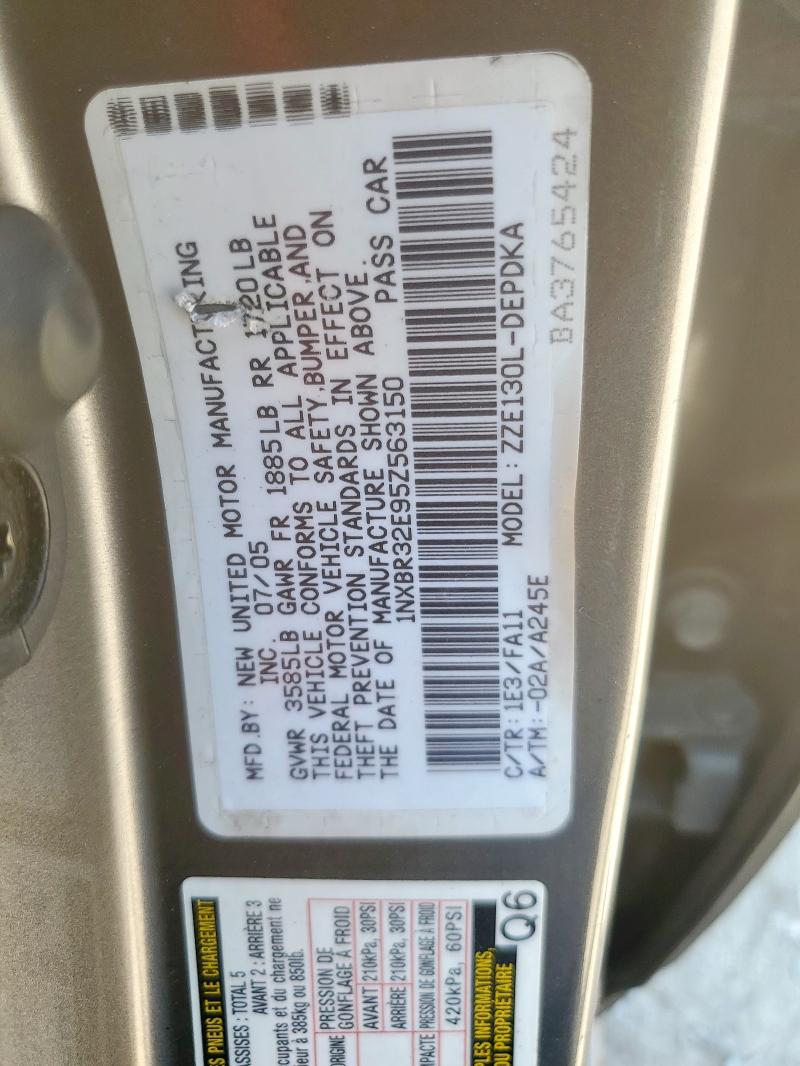 1NXBR32E95Z563150 - 2005 TOYOTA COROLLA CE 灰色 照片 12