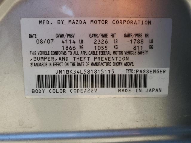 JM1BK34L581815115 - 2008 MAZDA SPEED 3 ვერცხლისფერი ფოტო 13