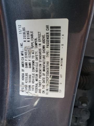 1HGCR2F35DA067548 - 2013 HONDA ACCORD LX 灰色 照片 12