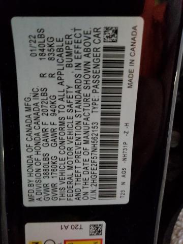 2HGFE2F57NH562153 - 2022 HONDA CIVIC SPORT შავი ფოტო 13