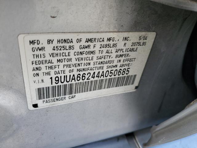 19UUA66244A050685 - 2004 ACURA TL SILVER photo 12