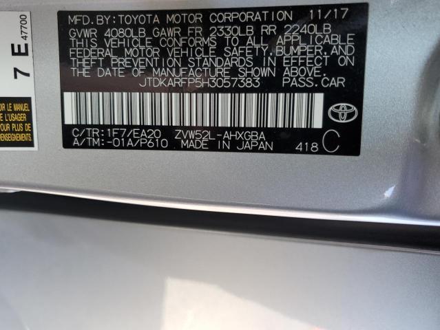 JTDKARFP5H3057383 - 2017 TOYOTA PRIUS PRIM SILVER photo 12