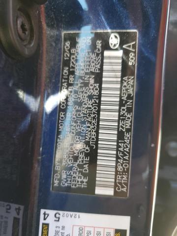 JTDBR32E370121804 - 2007 TOYOTA COROLLA CE ლურჯი ფოტო 12