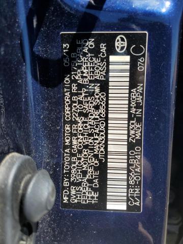 JTDKN3DUXD1685620 - 2013 TOYOTA PRIUS أزرق صورة 12