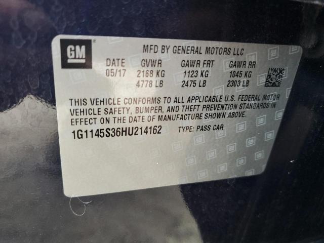 1G1145S36HU214162 - 2017 CHEVROLET IMPALA PREMIER BLUE photo 12