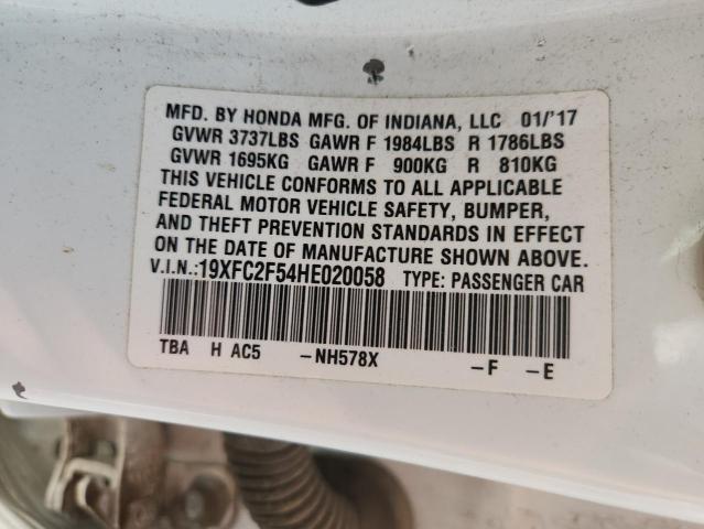 19XFC2F54HE020058 - 2017 HONDA CIVIC LX WHITE photo 12