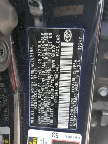 4T1B61HK6JU060485 - 2018 TOYOTA CAMRY XSE Siyah fotoğraf 12