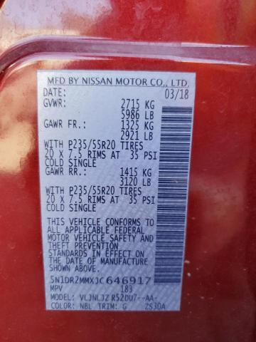 5N1DR2MMXJC646917 - 2018 NISSAN PATHFINDER S Червоний фото 13