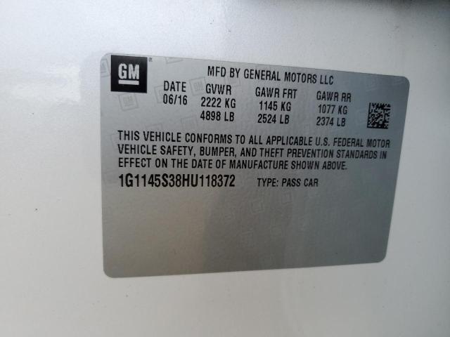 1G1145S38HU118372 - 2017 CHEVROLET IMPALA PREMIER WHITE photo 13