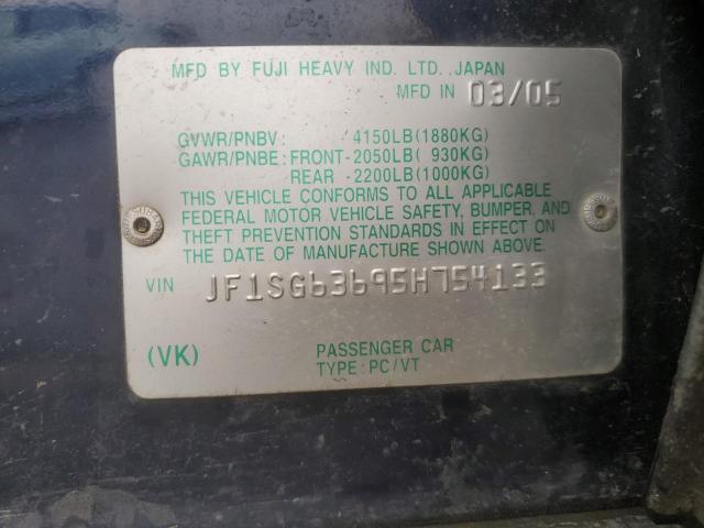 JF1SG63695H754133 - 2005 SUBARU FORESTER 2.5X BLUE photo 13