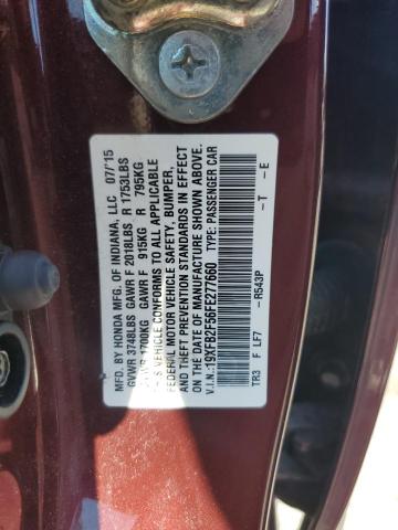 19XFB2F56FE277660 - 2015 HONDA CIVIC LX Bordo foto 12