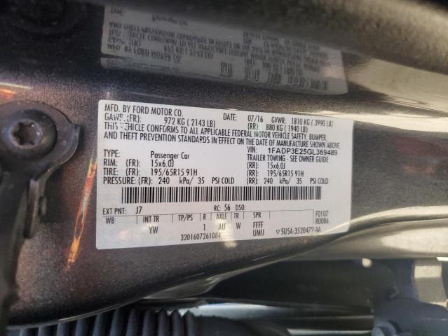 1FADP3E25GL369489 - 2016 FORD FOCUS S GRAY photo 12