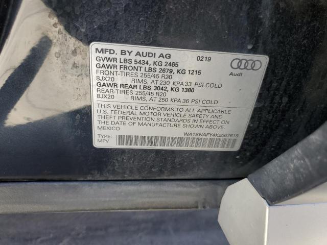 WA1BNAFY4K2067618 - 2019 AUDI Q5 PREMIUM PLUS შავი ფოტო 13