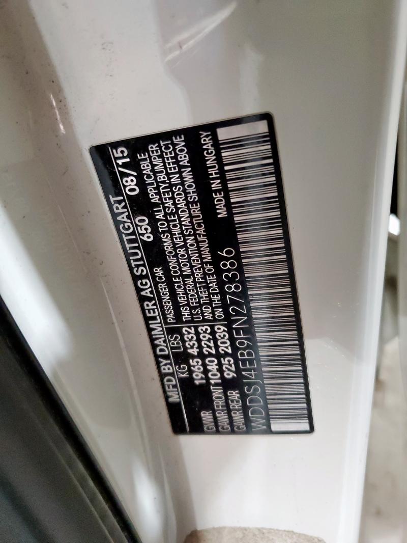 WDDSJ4EB9FN278386 - 2015 MERCEDES-BENZ CLA 250 WHITE photo 12