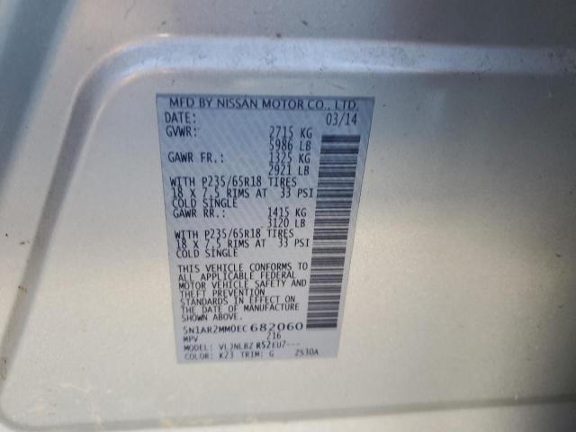 5N1AR2MM0EC682060 - 2014 NISSAN PATHFINDER S Сріблястий фото 13