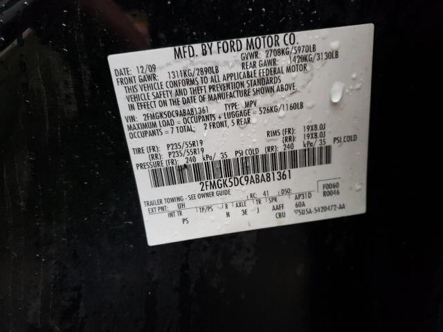 2FMGK5DC9ABA81361 - 2010 FORD FLEX LIMIT შავი ფოტო 13