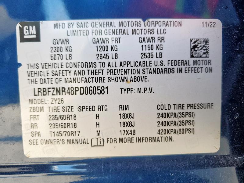 LRBFZNR48PD060581 - 2023 BUICK ENVISION ESSENCE Կապույտ լուսանկար 14