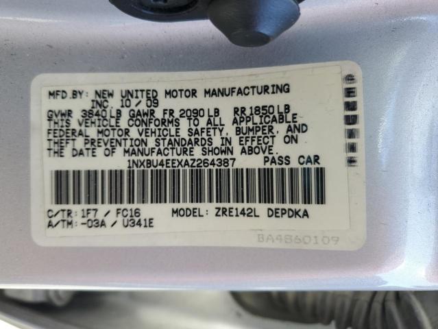 1NXBU4EEXAZ264387 - 2010 TOYOTA COROLLA BASE 银色 照片 12