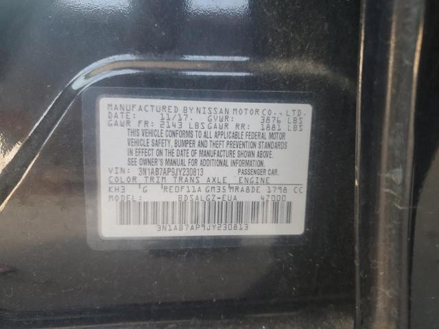 3N1AB7AP9JY230813 - 2018 NISSAN SENTRA S შავი ფოტო 12