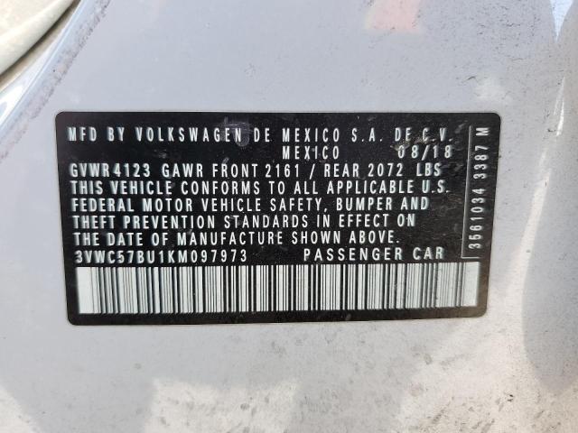 3VWC57BU1KM097973 - 2019 VOLKSWAGEN JETTA S 白色 照片 13