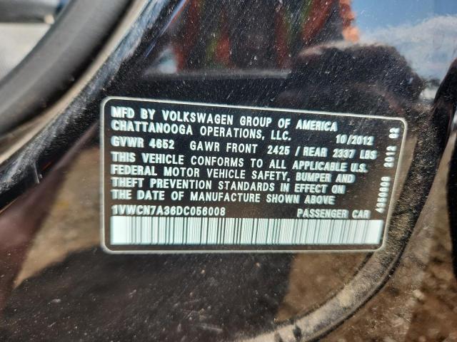 1VWCN7A36DC056008 - 2013 VOLKSWAGEN PASSAT SEL BLACK photo 12