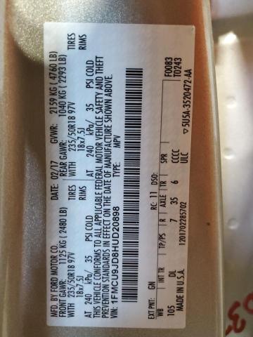 1FMCU9JD8HUD20898 - 2017 FORD ESCAPE TITANIUM Beige Foto 13