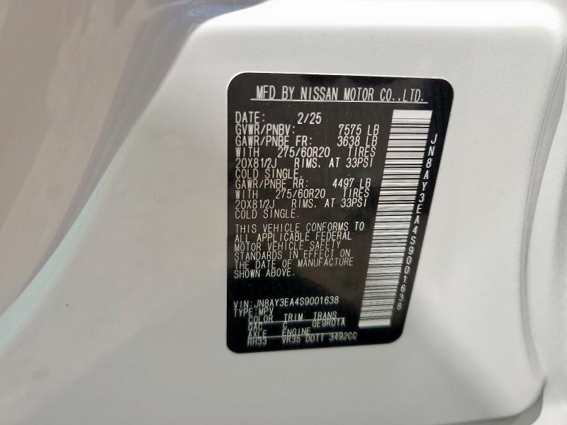 JN8AY3EA4S9001638 - 2025 NISSAN ARMADA PLATINUM 白色 照片 13