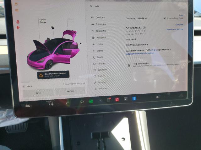 5YJ3E1EB1KF361515 - 2019 TESLA MODEL 3 蓝色 照片 9