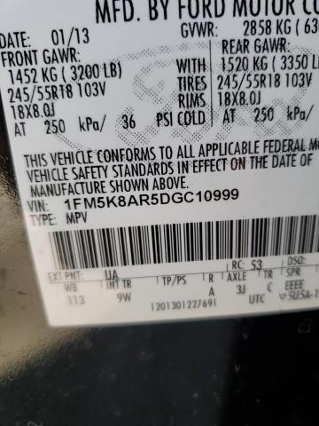 1FM5K8AR5DGC10999 - 2013 FORD EXPLORER POLICE INTERCEPTOR أسود صورة 13