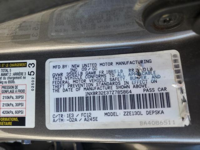 1NXBR32E37Z785864 - 2007 TOYOTA COROLLA CE GRAY photo 12