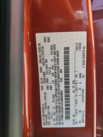 1FMCU0GD1KUB62964 - 2019 FORD ESCAPE SE ნარინჯისფერი ფოტო 13