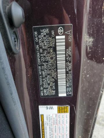 JTKDE167690278307 - 2009 TOYOTA SCION TC PURPLE photo 12
