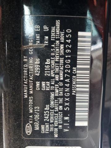 5XXGN4A72DG192450 - 2013 KIA OPTIMA EX BLACK photo 12