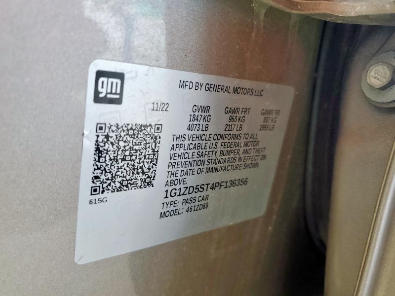 1G1ZD5ST4PF136356 - 2023 CHEVROLET MALIBU LT GRAY photo 12