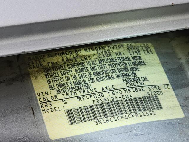 3N1BC1CP5CK811551 - 2012 NISSAN VERSA S SILVER photo 13