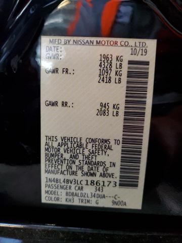 1N4BL4BV3LC186173 - 2020 NISSAN ALTIMA S შავი ფოტო 12