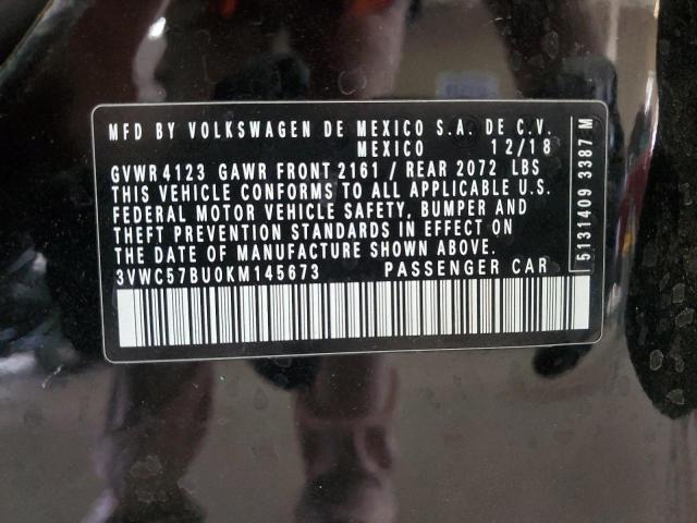 3VWC57BU0KM145673 - 2019 VOLKSWAGEN JETTA S أسود صورة 13