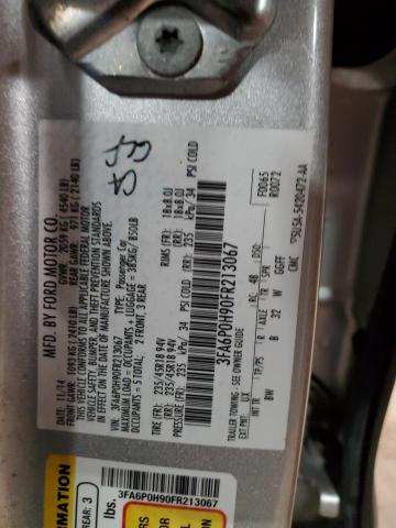 3FA6P0H90FR213067 - 2015 FORD FUSION SE SILVER photo 12