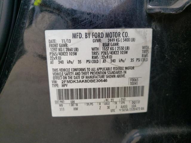 2FMDK3AK8DBE30646 - 2013 FORD EDGE SPORT BLACK photo 13